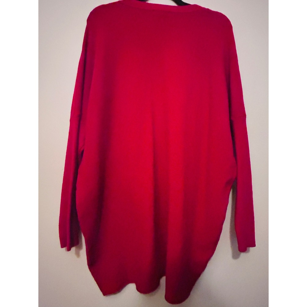 Jodifl Sweater Womens S/M Red Like New Choker V-Neck Oversized Ribbed Knit - Picture 11 of 11